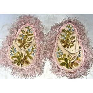 Antique Embroidered Fringed Embroidered Victorian Dress Pockets